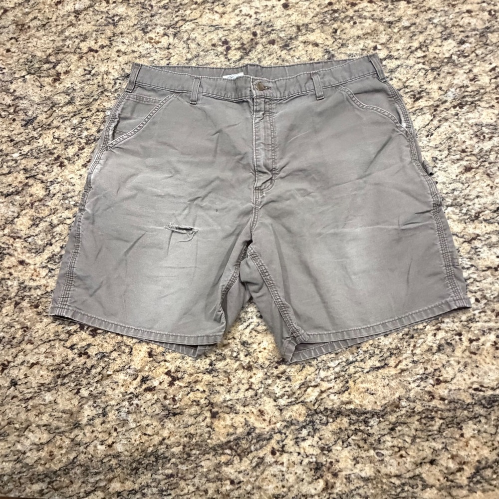 Carhartt B144 LBR Mens Canvas Carpenter Work Shorts Light Brown Size 38 ws